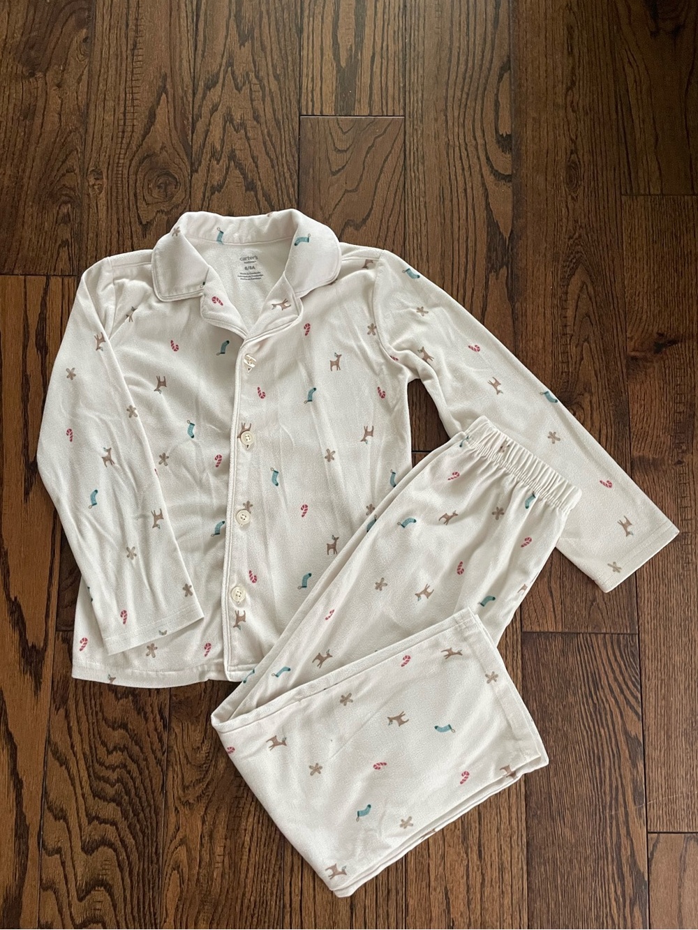 Carter's Cream Pajama Set with Pink, Blue and Tan Accents